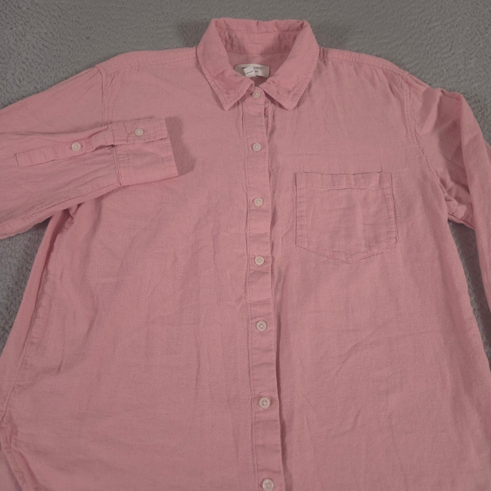 Banana Republic Top Womens M Pink Classic Linen-Blend Pocket Button Down Shirt